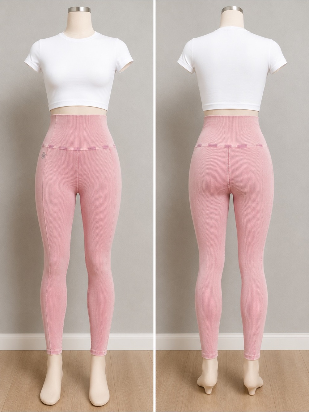 NWT Free People Movement Happiness Runs Ribbed Leggings Pink M/L Mineral Wash